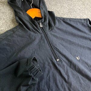 Linksoul Jacket Mens Large Blue Pullover Hooded Windbreaker Performance Stretch